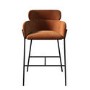 Burnt Orange Velvet Curved Kitchen Stool with Back - Isla