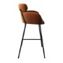 Burnt Orange Velvet Curved Kitchen Stool with Back - Isla