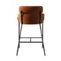 Burnt Orange Velvet Curved Kitchen Stool with Back - Isla