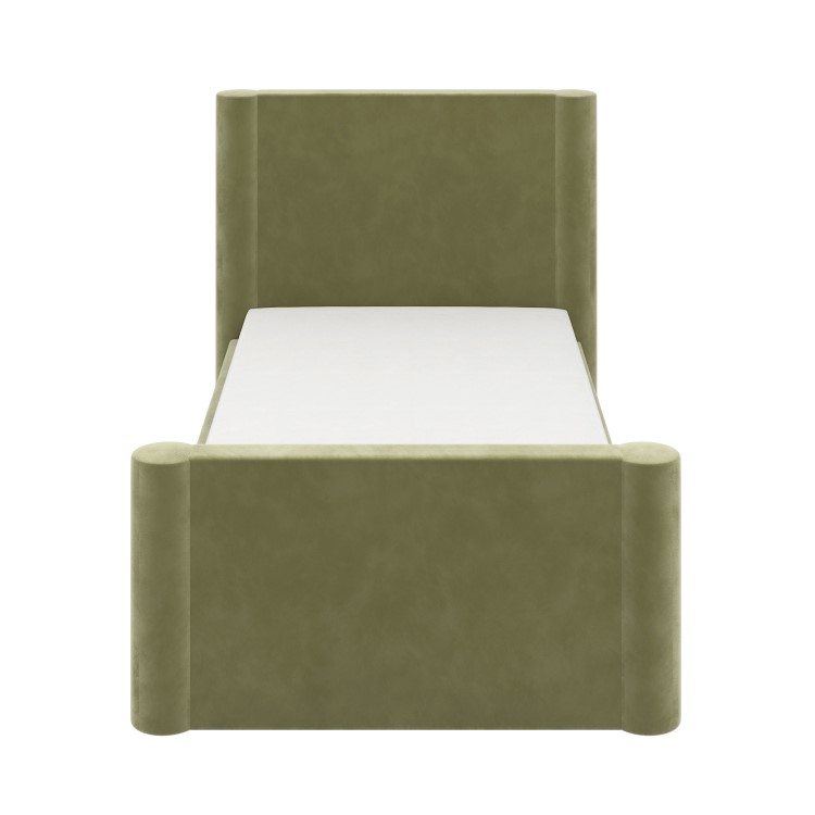 Kids Green Velvet Single Bed Frame with Storage Drawer - Isadora