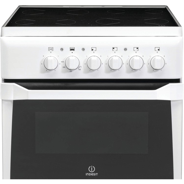 Indesit IT50CWS 50cm Double Cavity Electric Cooker With Ceramic Hob White
