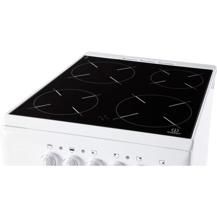 Indesit IT50CWS 50cm Double Cavity Electric Cooker With Ceramic Hob White