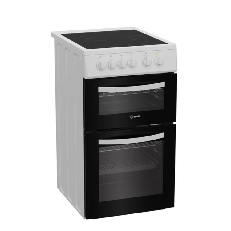 Indesit 50cm Twin Cavity Electric Cooker - White