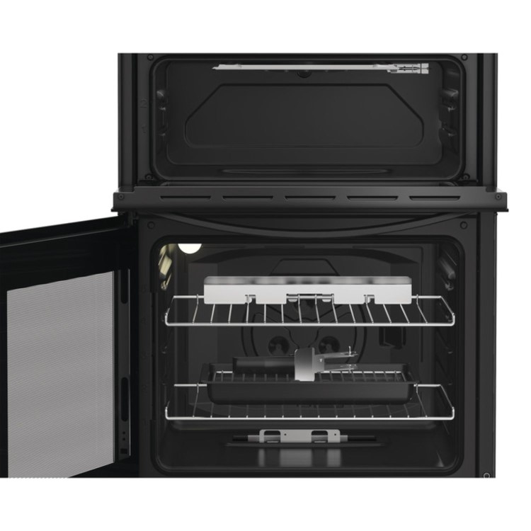 Indesit 60cm Twin Cavity Gas Cooker - Black
