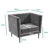Grey Velvet Armchair with Black Legs - Ivy