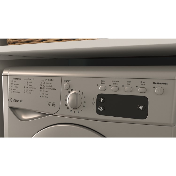 Indesit 7kg Wash 5kg Dry 1400rpm Freestanding Washer Dryer - Silver