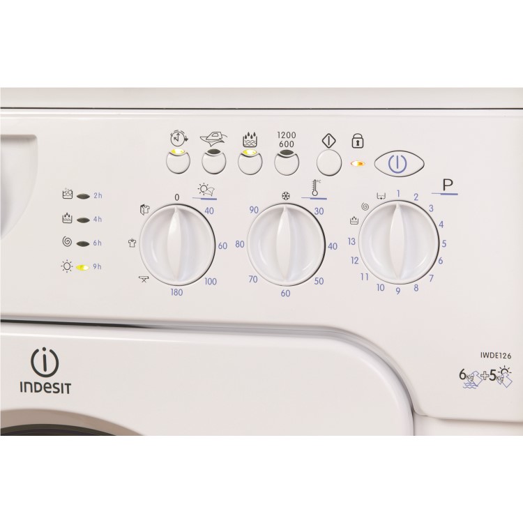 Indesit IWDE126 6kg Wash 5kg Dry 1200rpm Integrated Washer Dryer - White