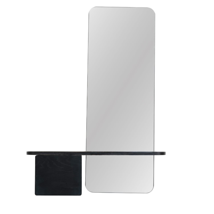 Black Oak Full Length Wall Mirror with Storage - Izzi