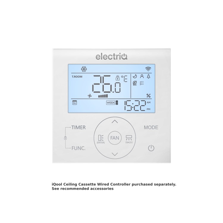 electriQ iQool 18000 BTU Smart A++ Single Split Ceiling Cassette Air Conditioner with Heat Pump - 5m Pipe Kit Included