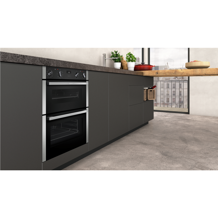 Refurbished Neff N50 J1ACE4HN0B 60cm Double Built Under Electric Oven With Catalytic Cleaning Stainless Steel