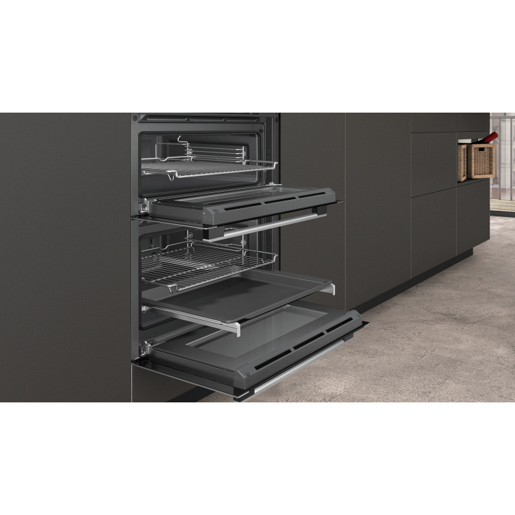 Refurbished Neff N50 J1ACE4HN0B 60cm Double Built Under Electric Oven With Catalytic Cleaning Stainless Steel