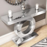Narrow Mirrored Hall Console Table with Panelled Design - Jade Boutique