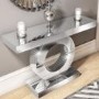 Narrow Mirrored Hall Console Table with Panelled Design - Jade Boutique