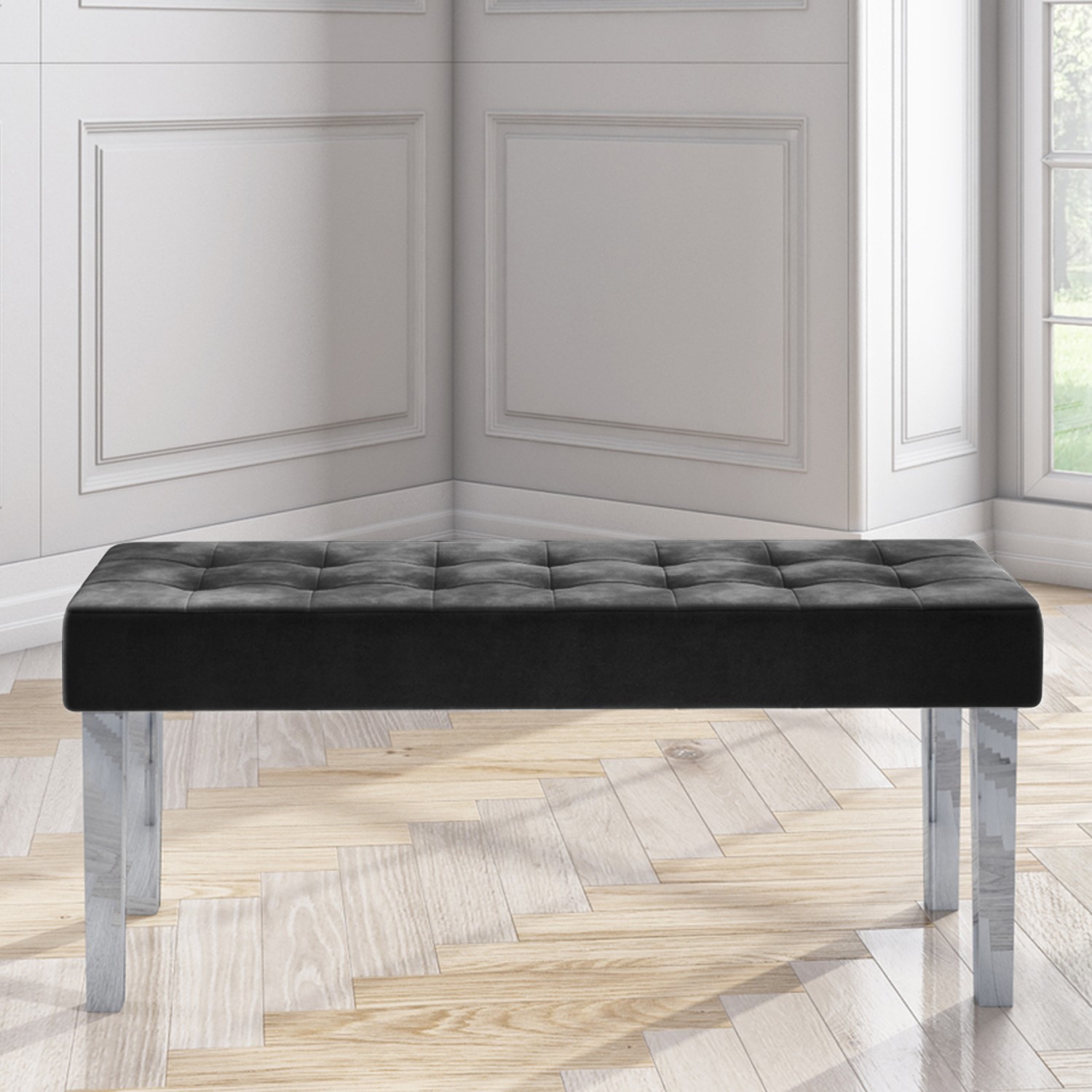 Bench with clearance chrome legs