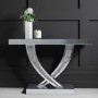 Narrow Mirrored Console Table with Crushed Crystal Detailing - Jade Boutique