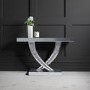 Narrow Mirrored Console Table with Crushed Crystal Detailing - Jade Boutique