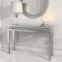 Narrow Mirrored Hall Console Table with Diamond Gems - Jade Boutique