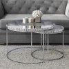 Round Mirrored Coffee Tables with Diamond Gems - Set of 2 - Jade Boutique
