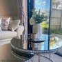 Round Mirrored Coffee Tables with Diamond Gems - Set of 2 - Jade Boutique