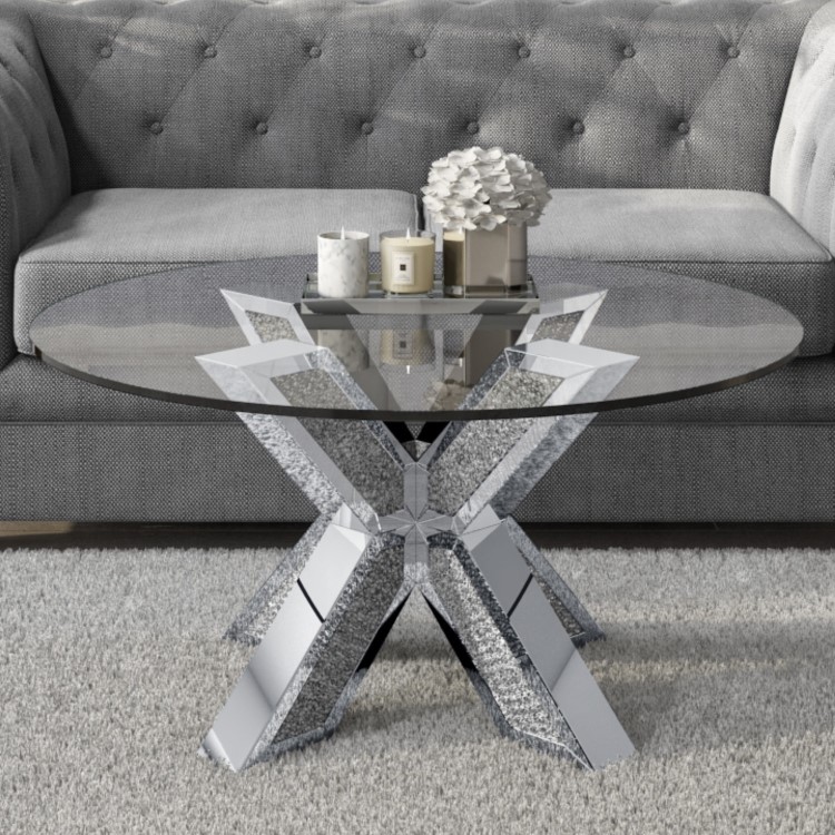 Round Silver Glass Coffee Table - Jade Boutique