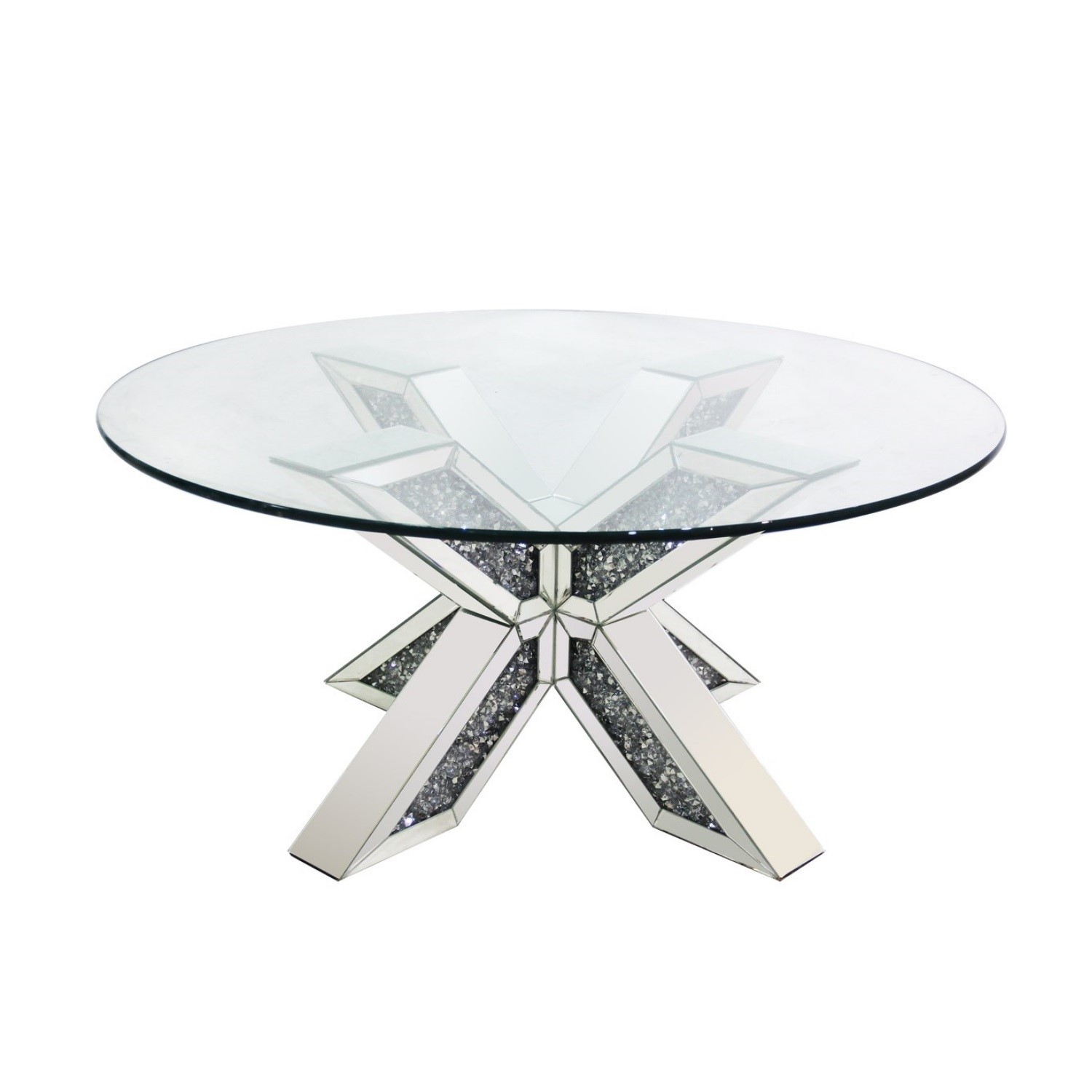 Round Coffee Table With Glass Top And Silver Glitter Base Jade Boutique Buyitdirect Ie