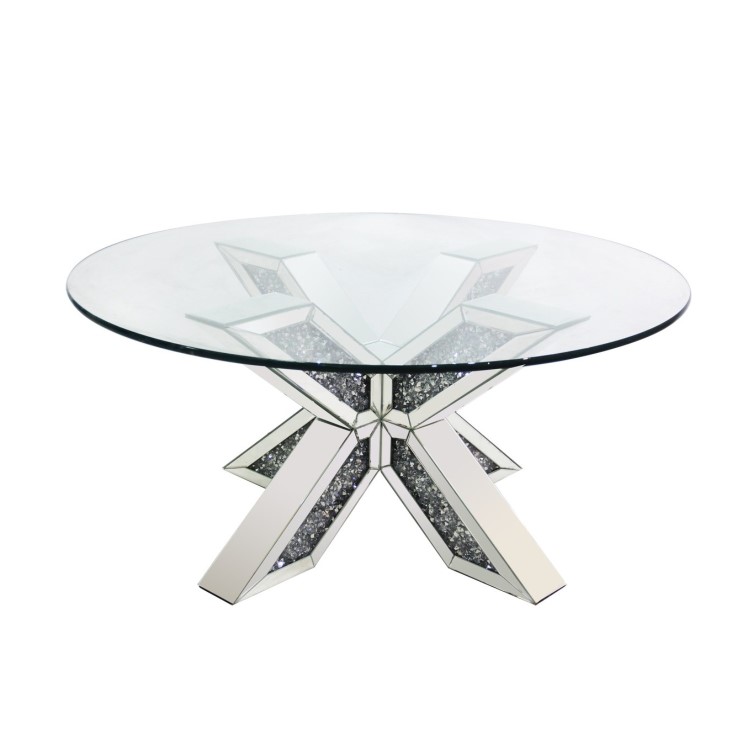 Round Silver Glass Coffee Table - Jade Boutique
