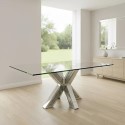 JAD017 Large Rectangular Glass Top Chrome Dining Table - Seats 6 - Jade Boutique