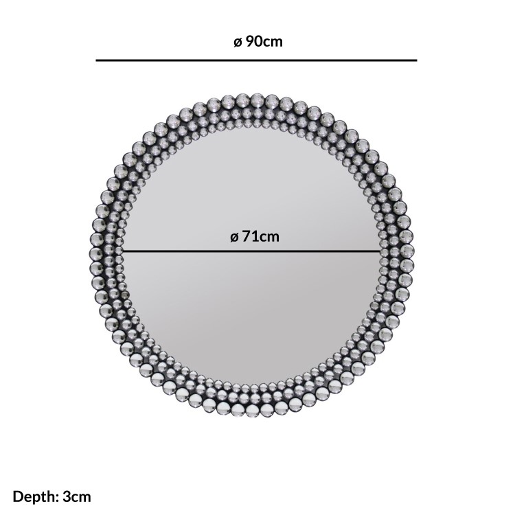 Round Silver Diamond Wall Mirror - Jade Boutique