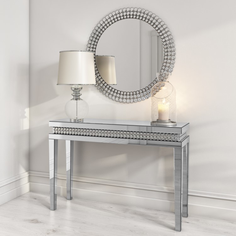Round Silver Diamond Wall Mirror - Jade Boutique