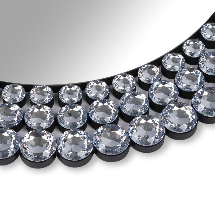 Round Silver Diamond Wall Mirror - Jade Boutique