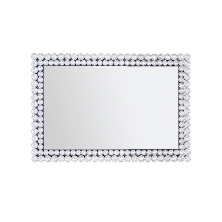 Rectangle Wall Mirror with Silver Diamond Gems - Jade Boutique
