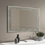 Rectangle Wall Mirror with Silver Diamond Gems - Jade Boutique