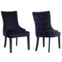 Pair of Navy Blue Velvet Dining Chairs with Buttoned Back - Jade Boutique