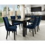 Pair of Navy Blue Velvet Dining Chairs with Buttoned Back - Jade Boutique