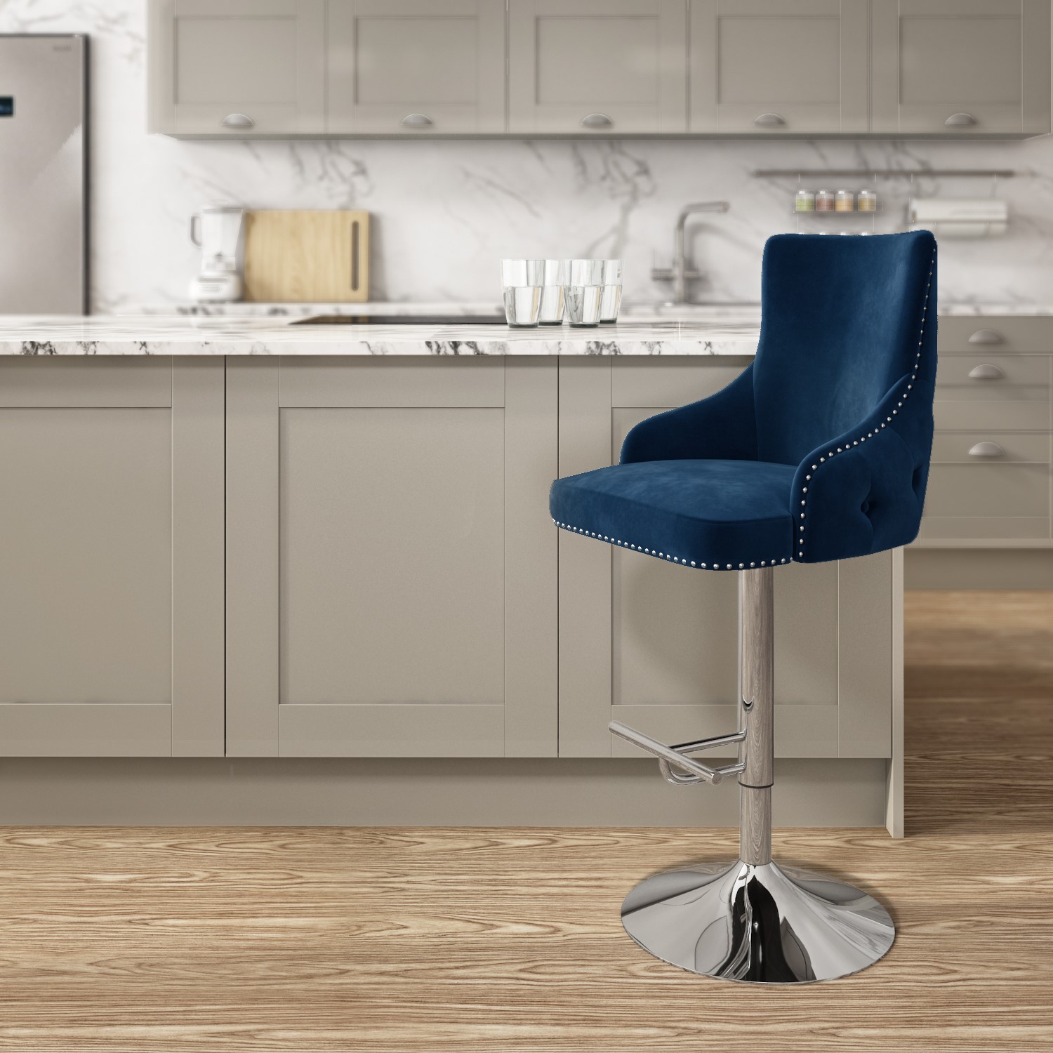 navy swivel bar stools