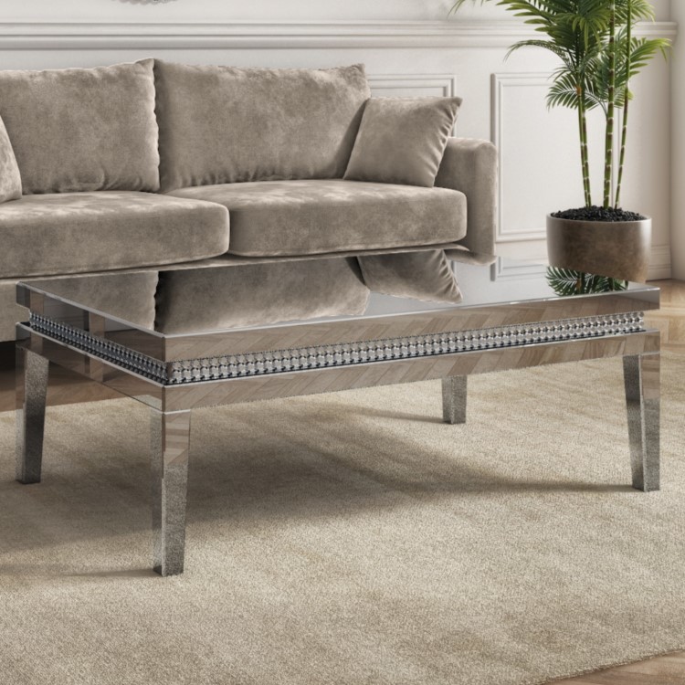 Large Rectangular Mirrored Coffee Table - Jade Boutique