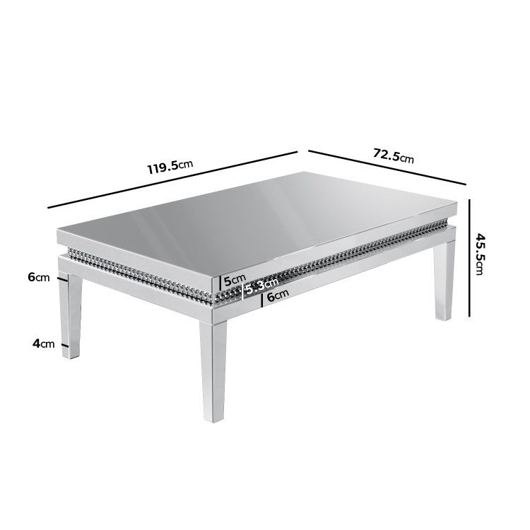 Large Rectangular Mirrored Coffee Table - Jade Boutique