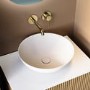 GRADE A1 - Matt White Round Stone Resin Countertop Basin with Waste 420mm - Jade
