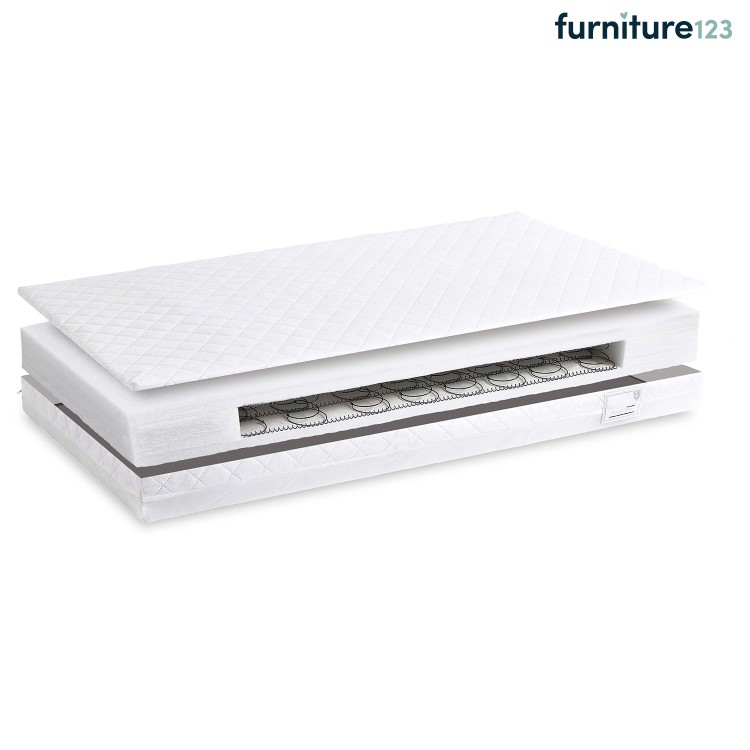 Coil Spring Cot Bed Mattress with Removable Hypoallergenic Cover - 140cm x 70cm - Jamie