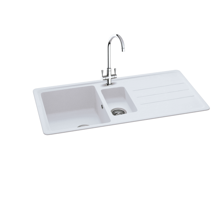 Carron Phoenix Janus 1.5 Bowl Inset White Granite Kitchen Sink