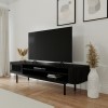 Wide Black Oak TV Stand with Storage - TV&#39;s up to 77&quot; - Jarel
