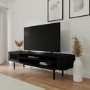 Large Black Oak TV Stand with Storage - TV's up to 77" - Jarel