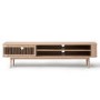 Wide Light Oak TV Stand with Storage - TV's up to 77" - Jarel