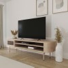 Wide Light Oak TV Stand with Storage - TV&#39;s up to 77&quot; - Jarel