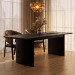 Large Black Oak Extendable Dining Table - Seats 6 - 8 - Jarel