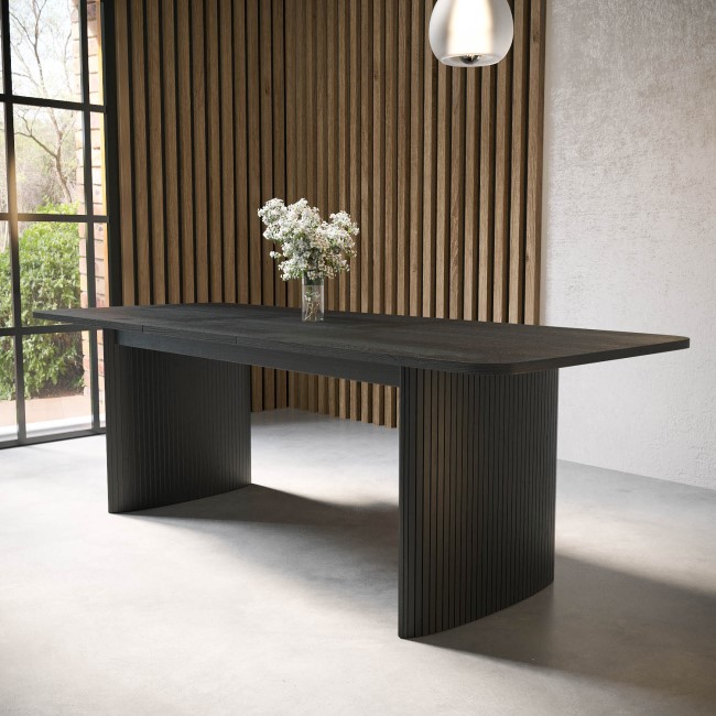Large Black Oak Extendable Dining Table - Seats 6-8 - Jarel