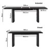 Large Black Oak Extendable Dining Table - Seats 6-8 - Jarel