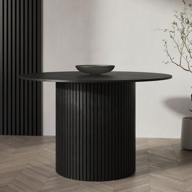 Round Black Oak Dining Table Seats 4 Jarel BuyItDirect.ie
