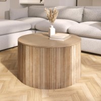 Round Oak Coffee Table with Storage - Jarel Round Oak Coffee Table with Storage - Jarel