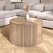 Small Round Light Oak Ottoman Storage Coffee Table - Jarel